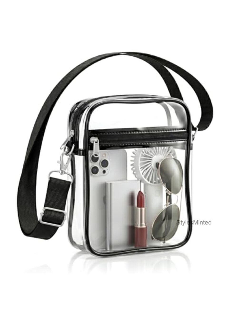 Clear Stadium Approved Crossbody Purse, Transparent Messenger Bag With Thick